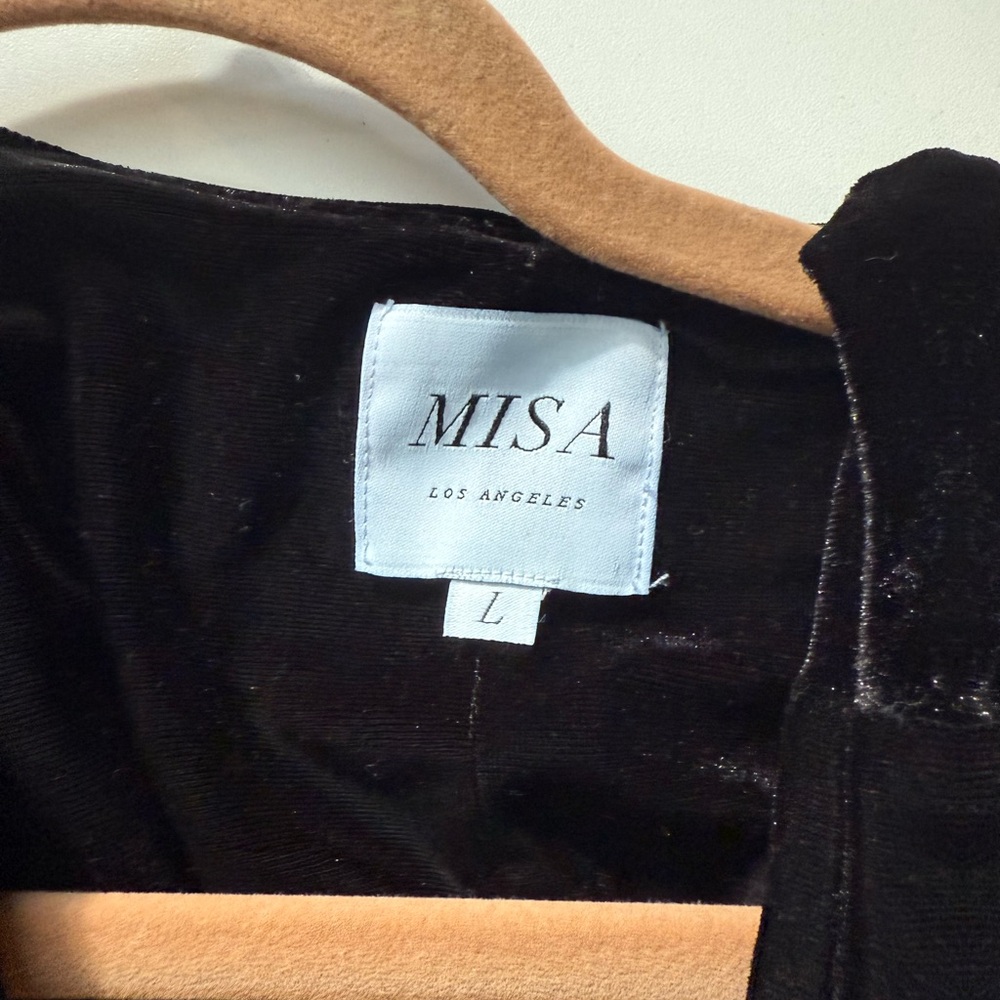 Misa Los Angeles Black Velvet Wrap Dress with Braided tie side Size Large - Picture 4 of 11